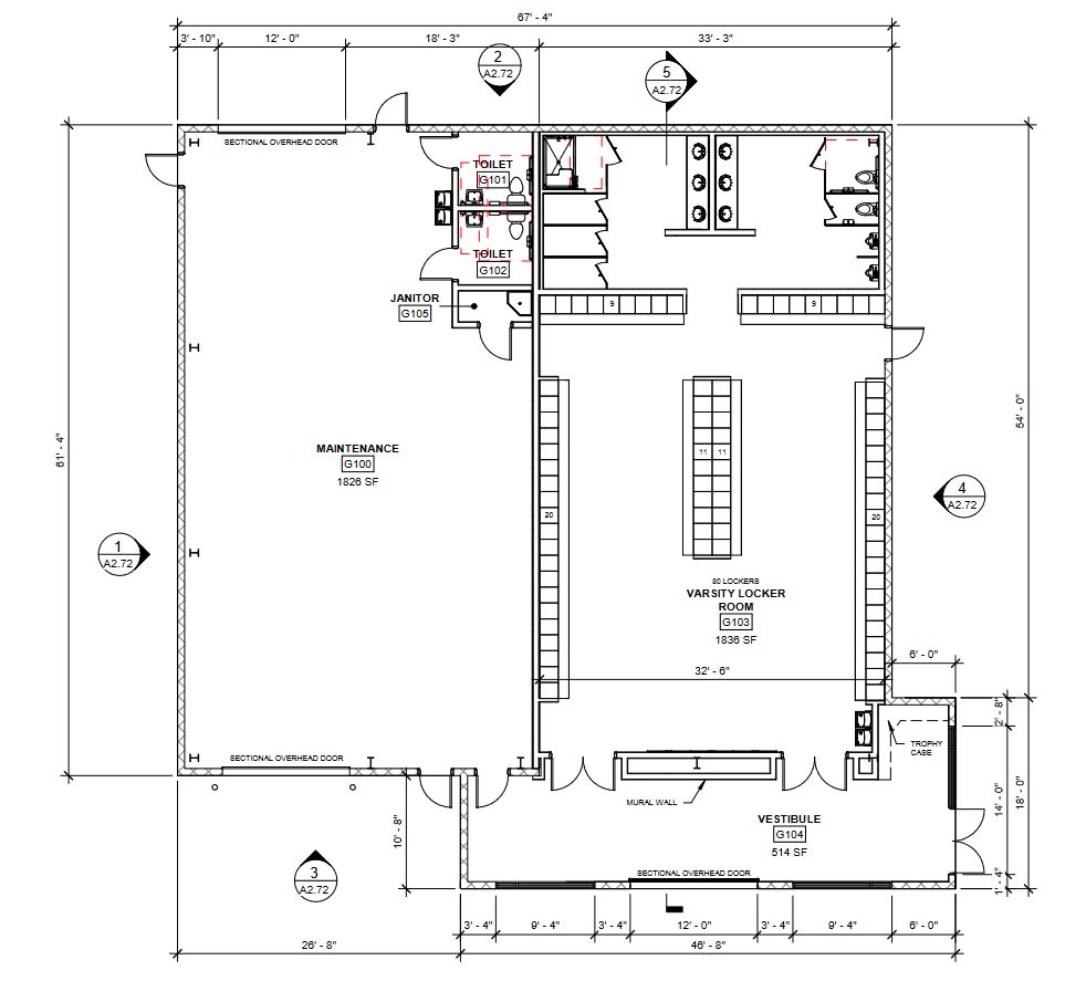 Blueprint/floorplan for the Locker Room